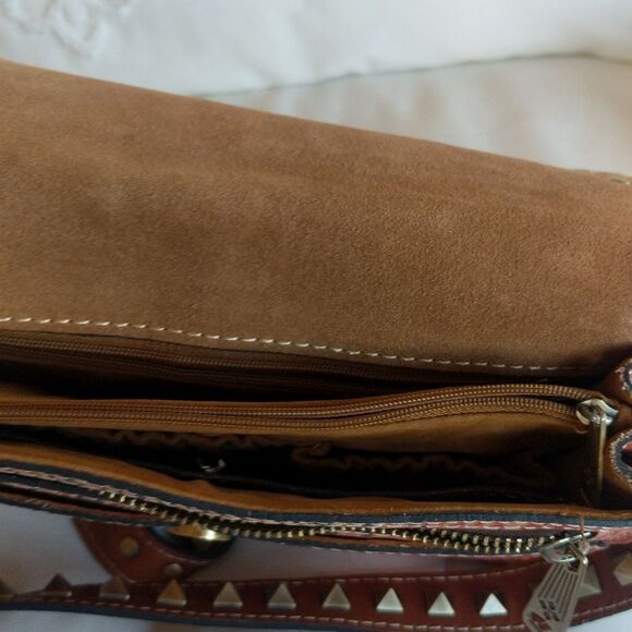 Patricia Nash Wavy Striped Hermosa Medium Crossbody-Pyramid Studded Strap - Picture 13 of 16